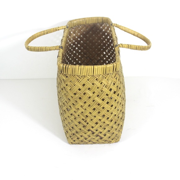 Vintage Split Bamboo Basket Market Tote Bag - Picture 2 of 11